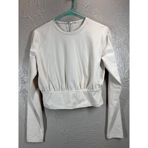 Susana‎ Monaco Crew Neck Cropped Long Top Blanched Almond Womens Size Large NWT